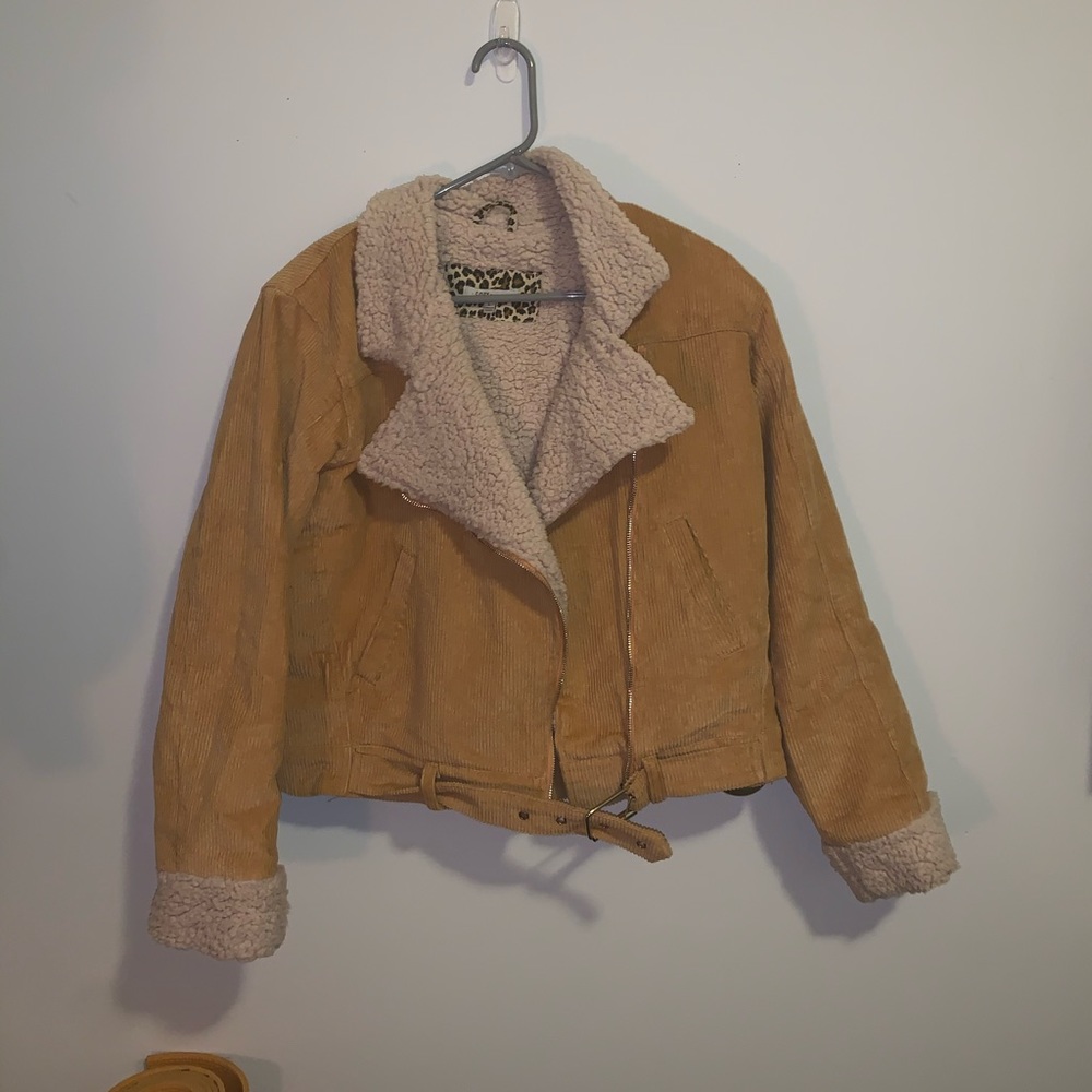 Apricot Lane Cozy Casual Corduroy Fur Jacket aviator